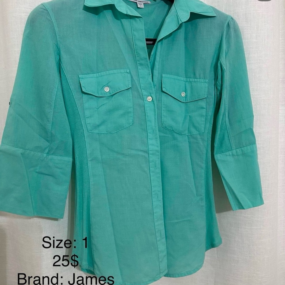 James Teal Button-Up Blouse